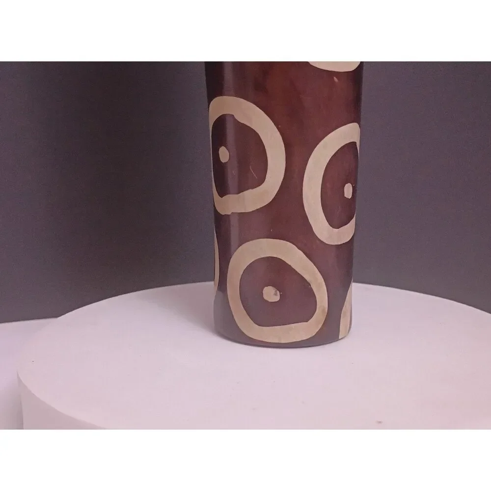 Buffalo Boutique Tapered Cast Metal Vase Circle Design Handcrafted Western Décor